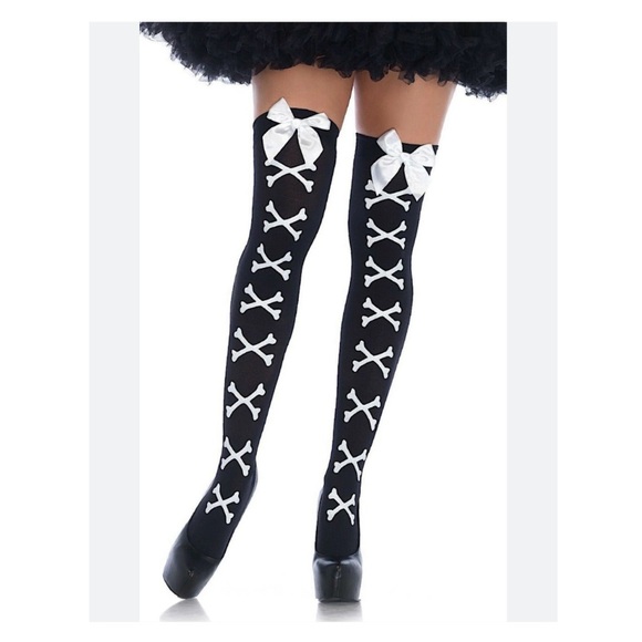 French Maid Costume Sz L W/ Thigh High Stocking Sz O/S - Picture 2 of 5